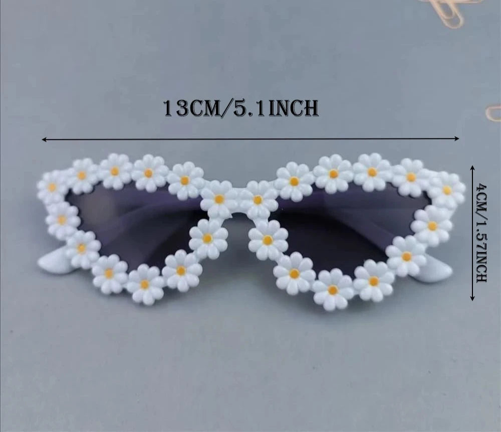 Daisy Flower Covered Cat Eye Anti-reflective UV400 Kids Sunglasses