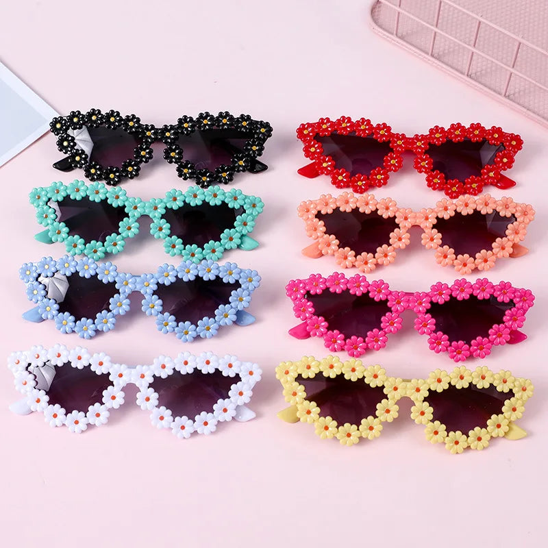 Daisy Flower Covered Cat Eye Anti-reflective UV400 Kids Sunglasses