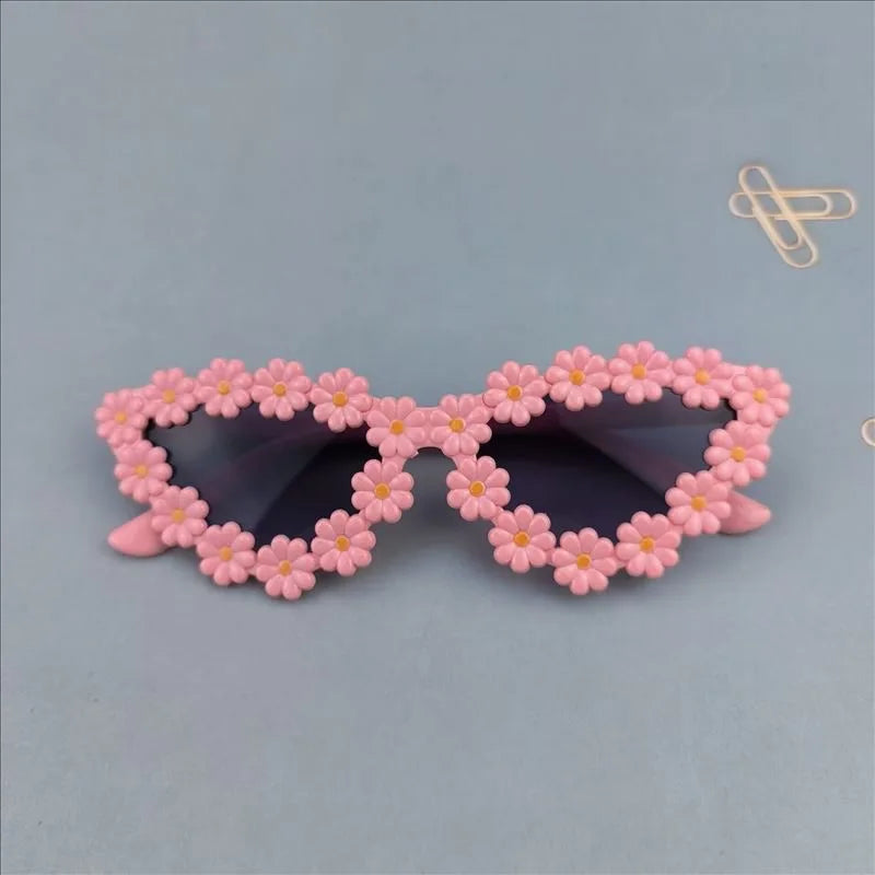 Daisy Flower Covered Cat Eye Anti-reflective UV400 Kids Sunglasses