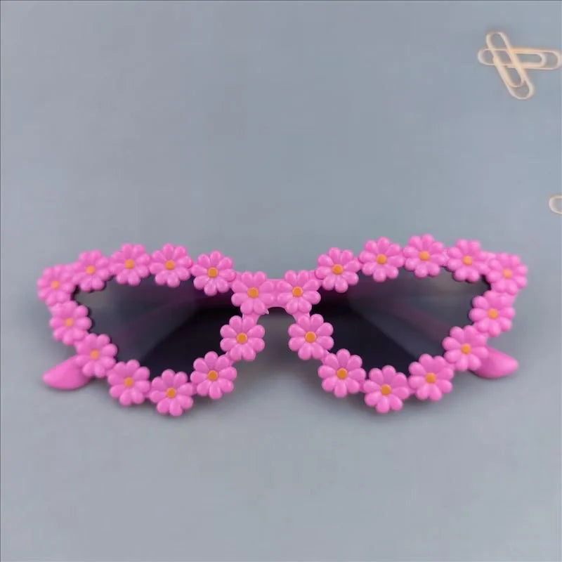 Daisy Flower Covered Cat Eye Anti-reflective UV400 Kids Sunglasses