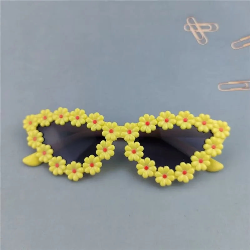 Daisy Flower Covered Cat Eye Anti-reflective UV400 Kids Sunglasses